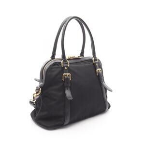 Prada black nylon handbag SAFFIANO leather TESSUTO